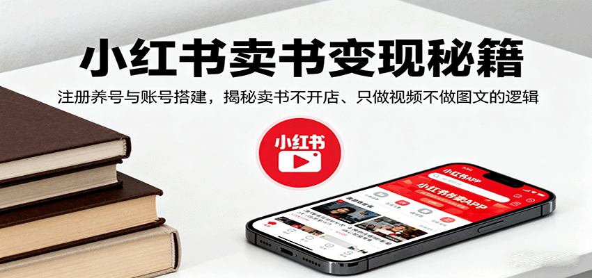 小红书卖书变现秘籍，注册养号与账号搭建，揭秘卖书不开店、只做视频不做图文的逻辑网创-网赚-兼职-副业天辰网创
