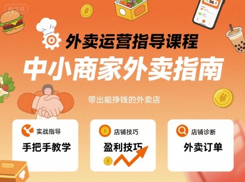 外卖运营指导课程，中小商家外卖指南，手把手带出能挣钱的外卖店网创-网赚-兼职-副业天辰网创