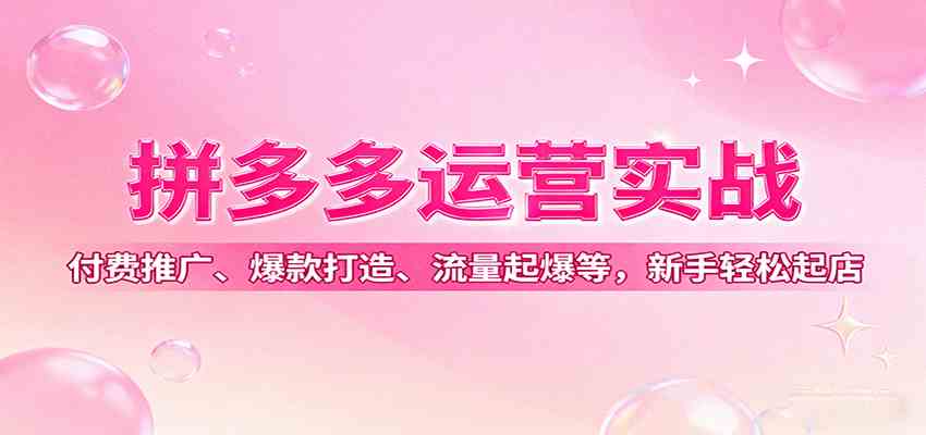 拼多多运营实战，付费推广、爆款打造、流量起爆等，新手轻松起店网创-网赚-兼职-副业天辰网创