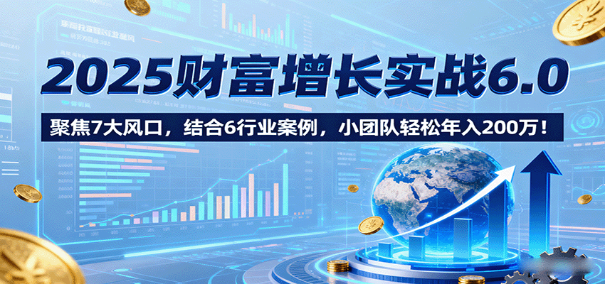 2025财富增长实战6.0，聚焦7大风口，结合6行业案例，小团队轻松年入200万！网创-网赚-兼职-副业天辰网创