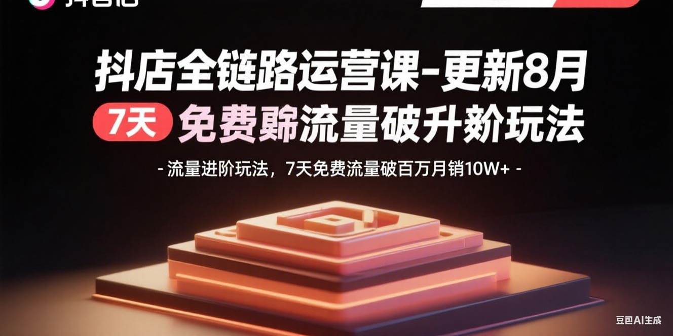 （15918期）抖店全链路运营课-更新8月：流量进阶玩法，7天免费流量破百万月销10W+网创-网赚-兼职-副业天辰网创