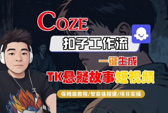 Coze扣子智能体工作流一键生成“TK悬疑故事“短视频，全流程保姆级教学网创-网赚-兼职-副业天辰网创