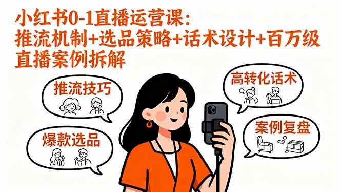 （16002期）小红书0-1直播运营课：推流机制+选品策略+话术设计+百万级直播案例拆解网创-网赚-兼职-副业天辰网创