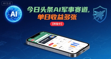 今日头条AI军事赛道，单日收益多张 ，手机可做【附指令】网创-网赚-兼职-副业天辰网创