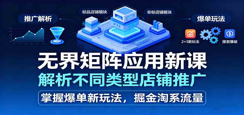 无界矩阵应用新课，解析不同类型店铺推广，掌握爆单新玩法，掘金淘系流量网创-网赚-兼职-副业天辰网创