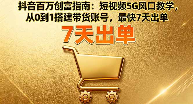 （16150期）抖音百万创富指南：短视频5G风口教学，从0到1搭建带货账号，最快7天出单网创-网赚-兼职-副业天辰网创