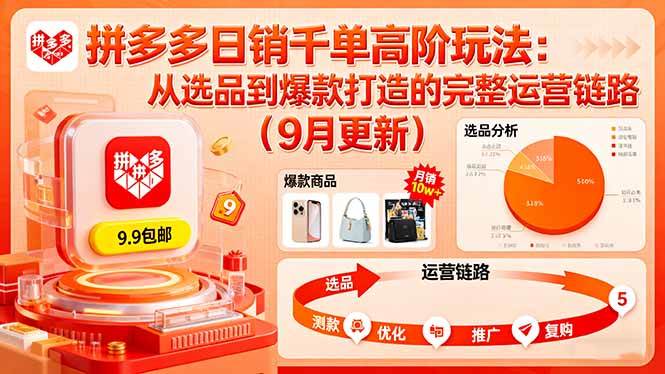 （16100期）拼多多日销千单高阶玩法：从选品到爆款打造的完整运营链路（9月更新）网创-网赚-兼职-副业天辰网创