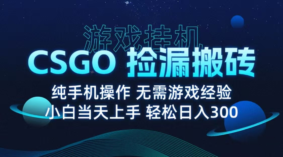 9月最新游戏搬砖，CSGO纯挂机，不需要玩游戏，实现真挂机，月入1W+网创-网赚-兼职-副业天辰网创