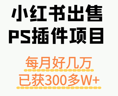 小红书出售PS插件项目，每月都收入好几万，长期操作已获利300多W+网创-网赚-兼职-副业天辰网创