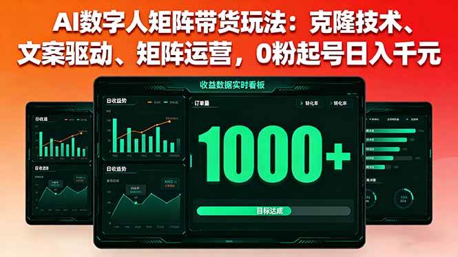 （16050期）AI数字人矩阵带货玩法：克隆技术、文案驱动、矩阵运营，0粉起号日入千元网创-网赚-兼职-副业天辰网创