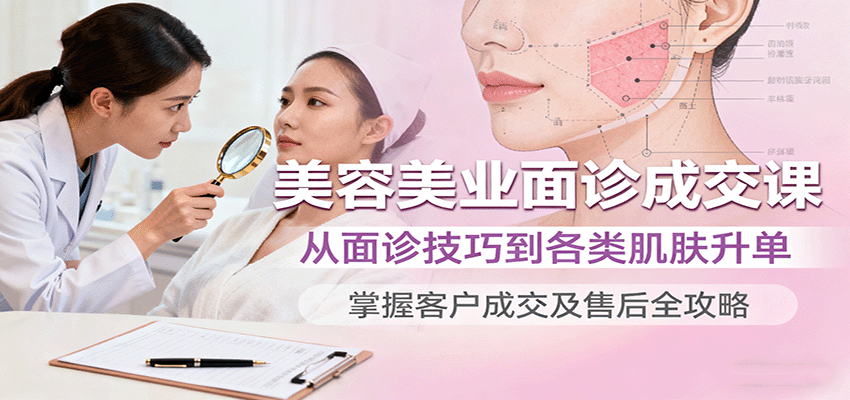美容美业面诊成交课，从面诊技巧到各类肌肤升单，掌握客户成交及售后全攻略网创-网赚-兼职-副业天辰网创