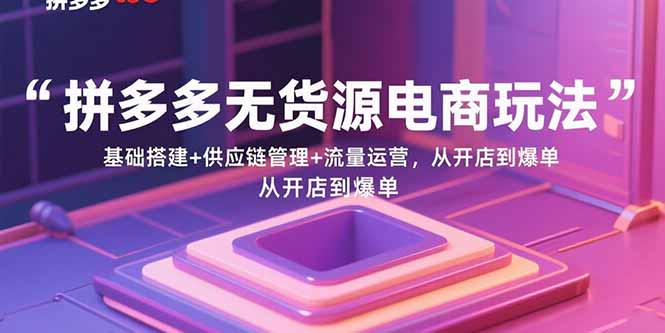 （15886期）拼多多无货源电商玩法：基础搭建+供应链管理+流量运营，从开店到爆单网创-网赚-兼职-副业天辰网创