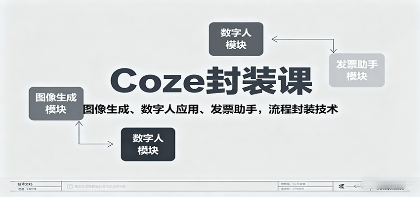 Coze封装课，图像生成、数字人应用、发票助手，流程封装技术网创-网赚-兼职-副业天辰网创