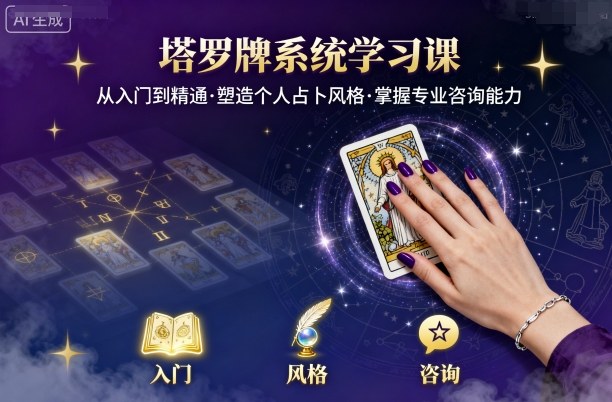 塔罗牌系统学习课，助你从入门到精通，塑造个人占卜风格，掌握专业咨询能力网创-网赚-兼职-副业天辰网创