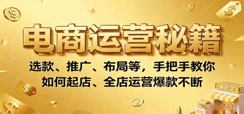 电商运营秘籍：选款、推广、布局等，手把手教你如何起店、全店运营爆款不断网创-网赚-兼职-副业天辰网创