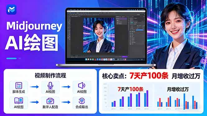 （16049期）AI绘图照片开口说话视频制作：Midjourney+数字人，7天产100条月增收过万网创-网赚-兼职-副业天辰网创