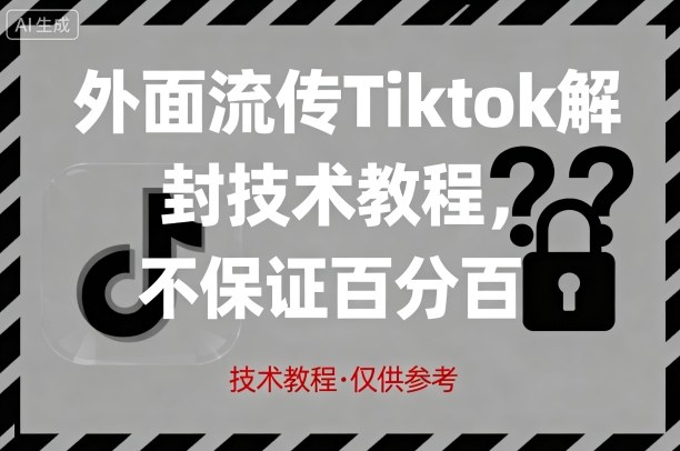 外面流传Tiktok解封技术教程，不保证百分百，具体自测网创-网赚-兼职-副业天辰网创