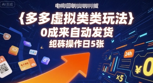 多多虚拟类目玩法，0成本全自动发货，矩阵操作日5张网创-网赚-兼职-副业天辰网创