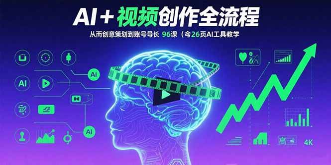（15869期）AI+短视频创作全流程：从创意策划到账号增长，96节课(含26项AI工具教学)网创-网赚-兼职-副业天辰网创