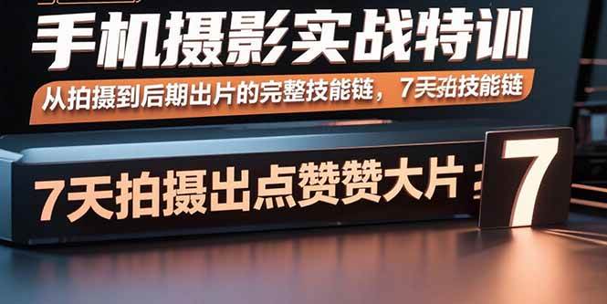 （15949期）手机摄影实战特训，从拍摄到后期出片的完整技能链，7天拍出点赞大片网创-网赚-兼职-副业天辰网创