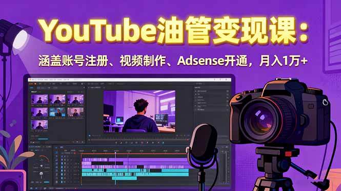 （15987期）2025YouTube油管变现课：涵盖账号注册、视频制作、Adsense开通，月入1万+网创-网赚-兼职-副业天辰网创