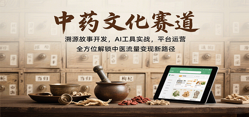 中药文化赛道：溯源故事开发，AI工具实战，平台运营，全方位解锁中医流量变现新路径网创-网赚-兼职-副业天辰网创