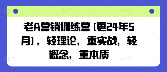 老A营销训练营(更25年10月)，轻理论，重实战，轻概念，重本质网创-网赚-兼职-副业天辰网创