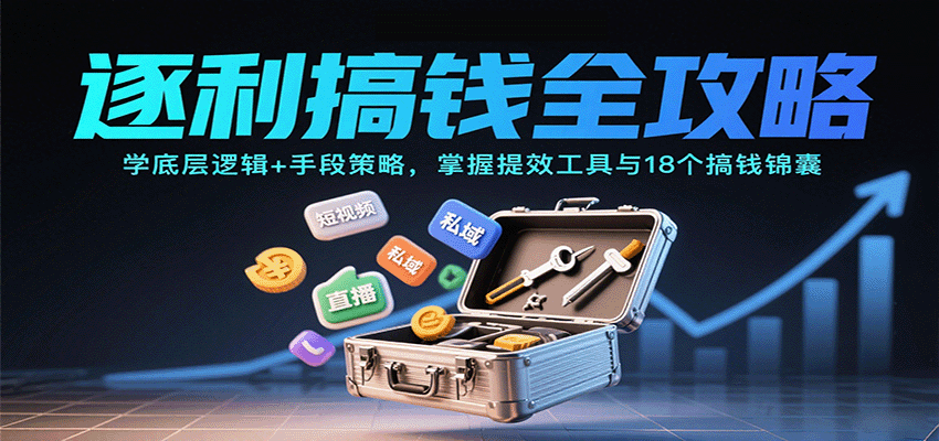 逐利搞钱全攻略：学底层逻辑+手段策略，掌握提效工具与18个搞钱锦囊网创-网赚-兼职-副业天辰网创