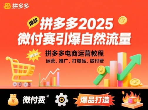 拼多多2025微付赛引爆自然流量，拼多多电商运营教程，运营、推广、打爆品、微付费网创-网赚-兼职-副业天辰网创