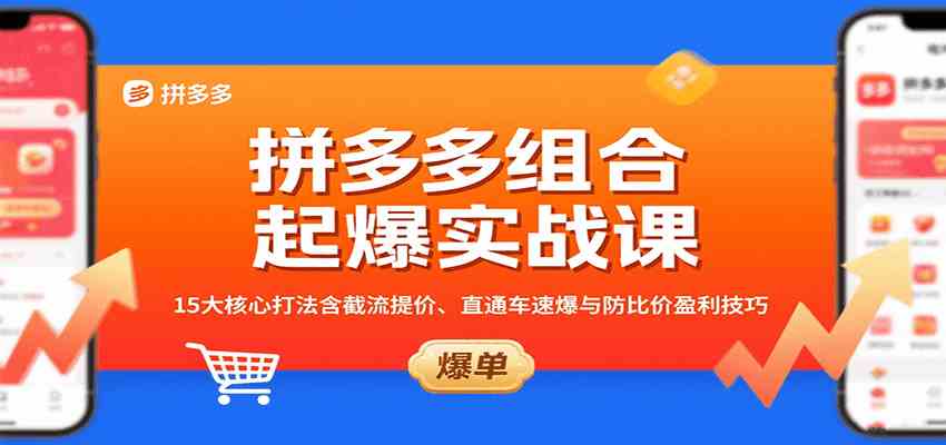 拼多多组合起爆实战课：15大核心打法含截流提价、直通车速爆与防比价盈利技巧网创-网赚-兼职-副业天辰网创