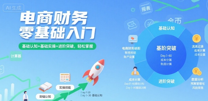 电商财务零基础入门，基础认知+基础实操+进阶突破，轻松掌握网创-网赚-兼职-副业天辰网创