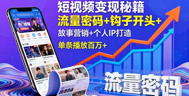 （16079期）短视频变现秘籍，流量密码+钩子开头+故事营销+个人IP打造，单条播放百万+网创-网赚-兼职-副业天辰网创