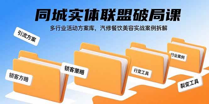（15833期）同城实体联盟破局课，多行业活动方案库，汽修餐饮美容实战案例拆解网创-网赚-兼职-副业天辰网创