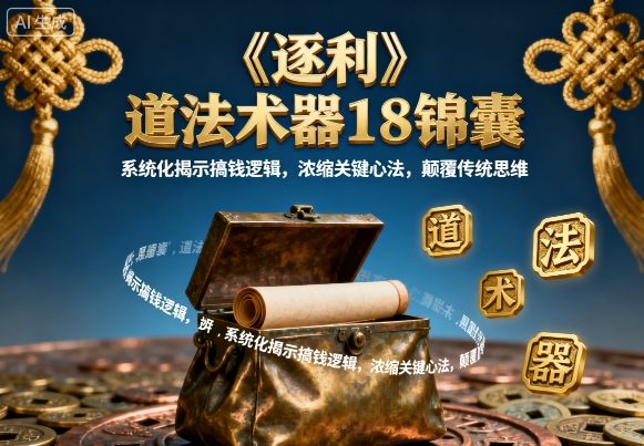 《逐利》道法术器18锦囊，系统化揭示搞钱逻辑，浓缩关键心法，颠覆传统思维网创-网赚-兼职-副业天辰网创