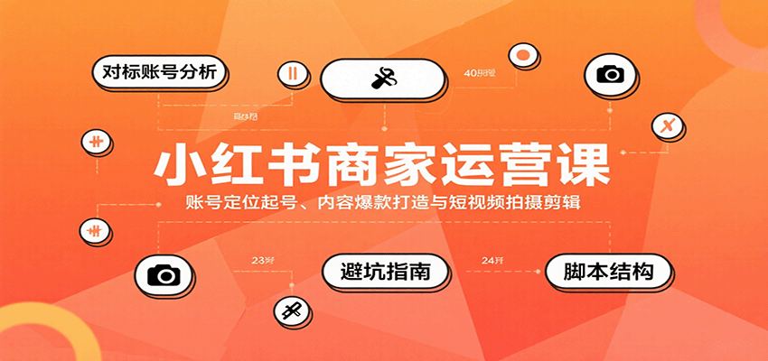 小红书商家运营课，账号定位起号、内容爆款打造与短视频拍摄剪辑网创-网赚-兼职-副业天辰网创