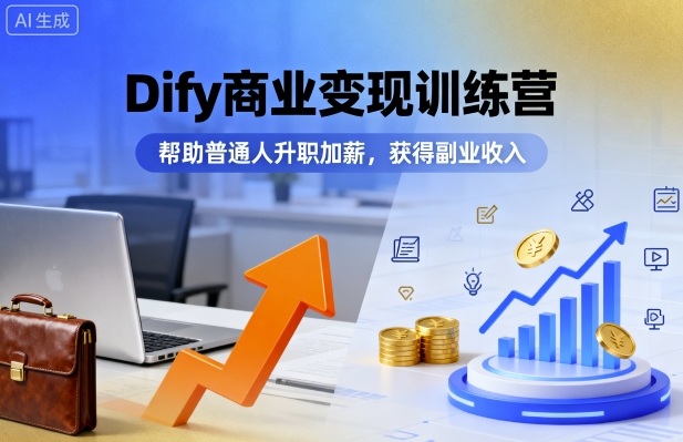 Dify商业变现训练营，帮助普通人升职加薪，获得副业收入网创-网赚-兼职-副业天辰网创