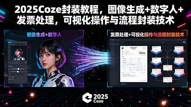 （15980期）2025Coze封装教程，图像生成+数字人+发票处理，可视化操作与流程封装技术网创-网赚-兼职-副业天辰网创