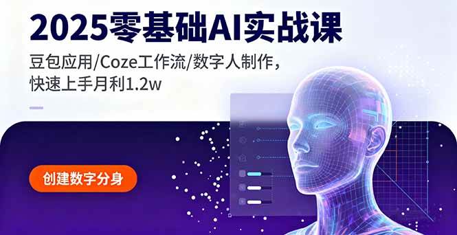 （16118期）2025零基础AI实战课，豆包应用/Coze工作流/数字人制作，快速上手月利1.2w网创-网赚-兼职-副业天辰网创