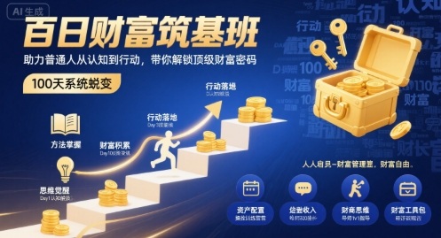 百日财富筑基班，助力普通人从认知到行动，带你解锁顶级财富密码网创-网赚-兼职-副业天辰网创
