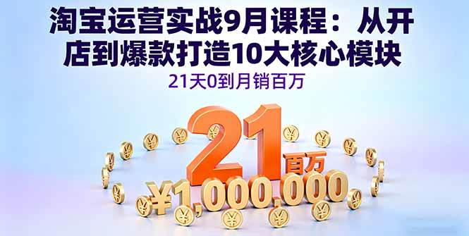 （16101期）淘宝运营实战9月课程：从开店到爆款打造10大核心模块，21天0到月销百万网创-网赚-兼职-副业天辰网创