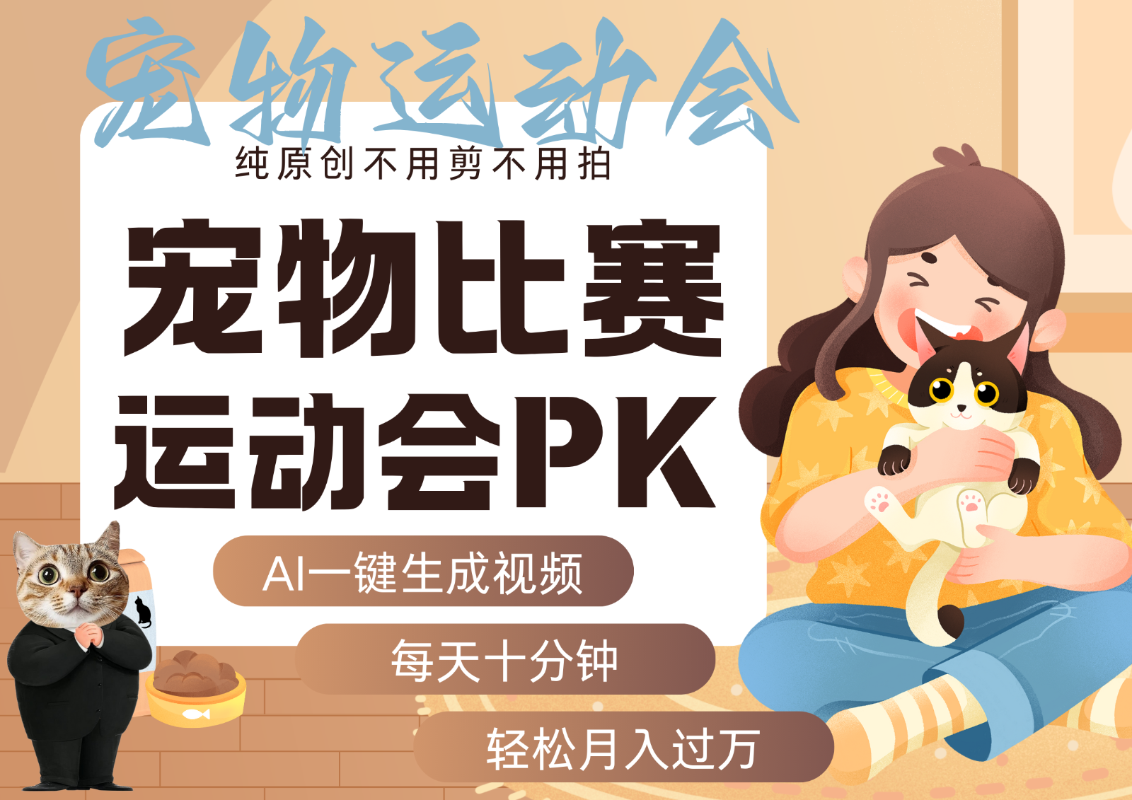 AI萌宠运动员跳水 射击 篮球 足球比赛 每天十分钟 附详细提示词文案库 代替做…网创-网赚-兼职-副业天辰网创