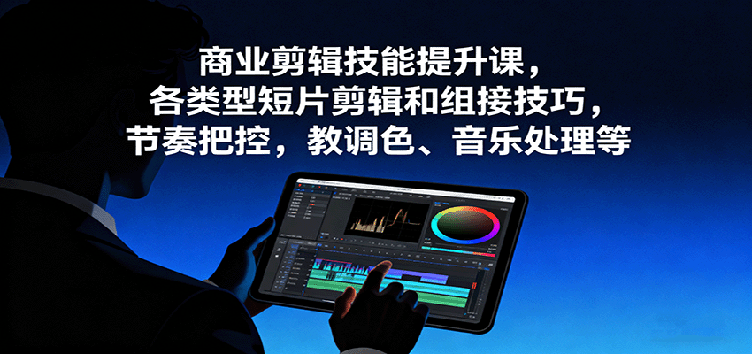 商业剪辑技能提升课，各类型短片剪辑和组接技巧，节奏把控，教调色、音乐处理等网创-网赚-兼职-副业天辰网创