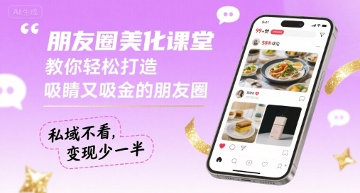 朋友圈美化课堂，教你轻松打造，吸睛又吸金的朋友圈，私域不看，变现少一半网创-网赚-兼职-副业天辰网创