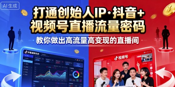 25年直播9-10两期线下课，打通创始人IP，抖音+视频号直播流量密码，教你做出高流量高变现的直播间网创-网赚-兼职-副业天辰网创