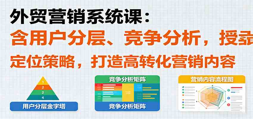 外贸营销系统课：含用户分层、竞争分析，授卖品、定位策略，打造高转化营销内容网创-网赚-兼职-副业天辰网创