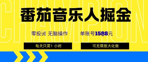 番茄音乐人掘金，单账号最高可撸1k+，可无限矩阵去做，零投入网创-网赚-兼职-副业天辰网创