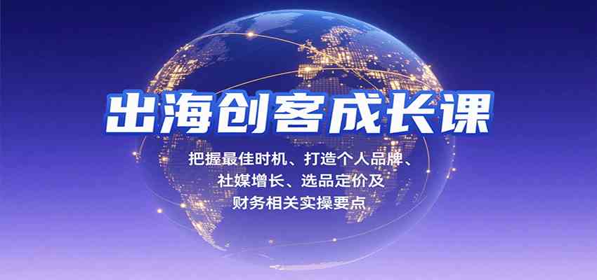 出海创客成长课，把握最佳时机、打造个人品牌、社媒增长、选品定价及财务相关实操要点网创-网赚-兼职-副业天辰网创