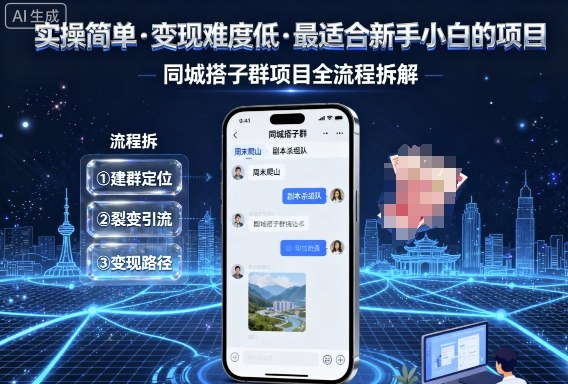 实操简单，变现难度低，最适合新手小白做的项目，每天轻松收入3张，同城搭子群项目全流程拆解网创-网赚-兼职-副业天辰网创