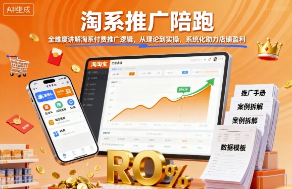 淘系推广陪跑，全维度讲解淘系付费推广逻辑，从理论到实操，系统化助力店铺盈利网创-网赚-兼职-副业天辰网创