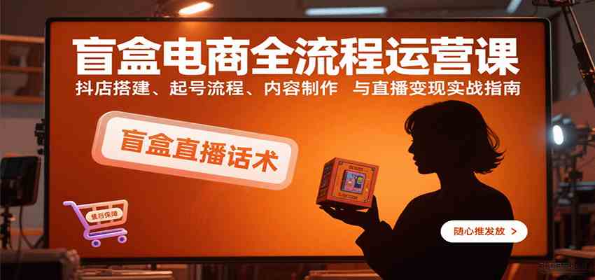 盲盒电商全流程运营课：抖店搭建、起号流程、内容制作与直播变现实战指南网创-网赚-兼职-副业天辰网创